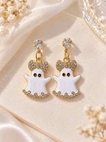 1 Pair Cute Cartoon Ghost Earrings, Designed For Daily Wear, Holidays, Parties And Halloween, Exquisite Gift - Multicolor - View 7