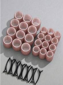 41pcs/Set Brown Heatless Curling Rod Set, No Heat Required, No Curling Iron Needed, Quickly Create Bouncy And Long-Lasting Curls. The Set Includes Various Sizes Of Curling Rods, Allowing You To Create A Variety Of Hairstyles From Tight Small Curls To Voluminous Big Waves. - Brown - View 13
