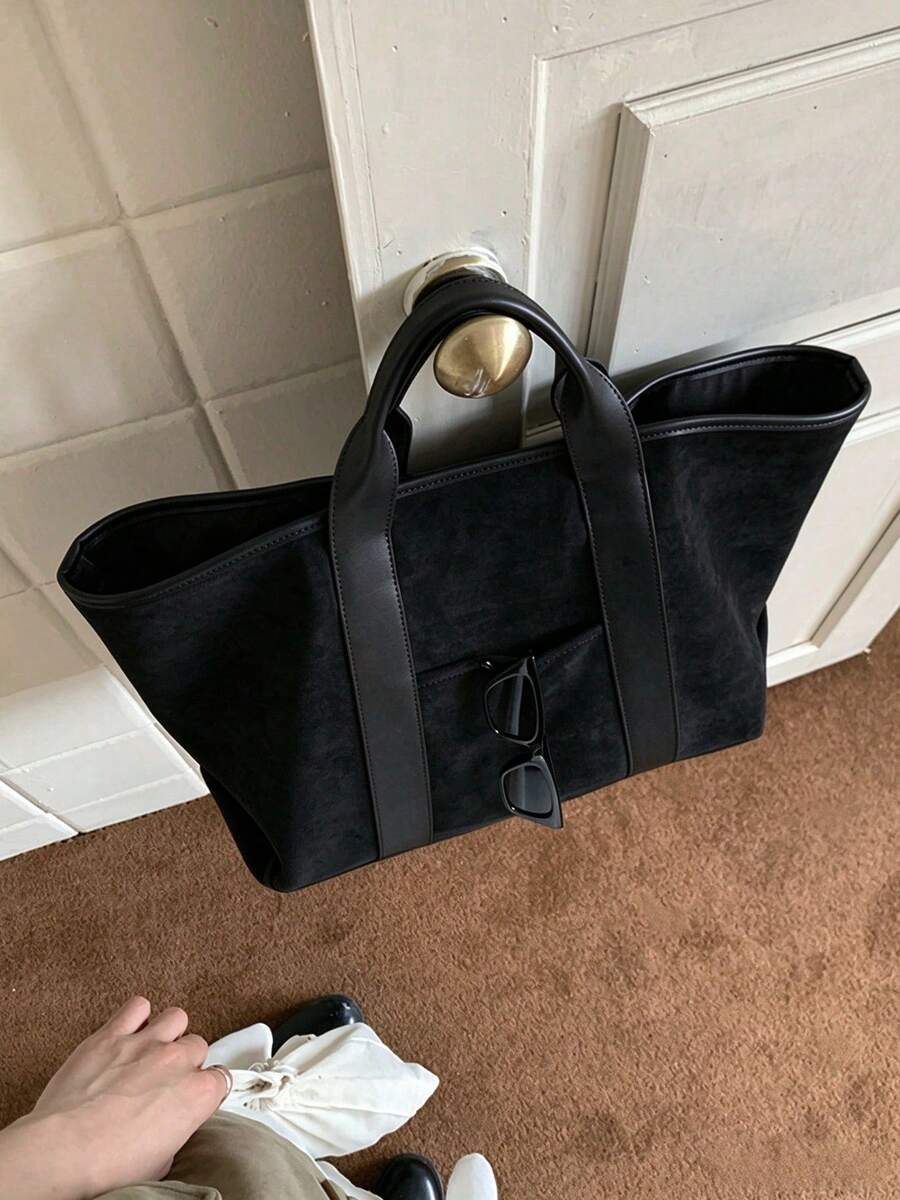 Dedoo Vintage Suede Large Capacity Tote Bag, Minimalist Versatile Fashion Design, Casual Handle Shoulder Bag For Women