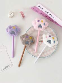 1 PC Girl Heart Cartoon Plush Cat Claw Neutral Pen Student Cute Hairball Pen Writing Hand Account Pen Birthday Gift Pen - Multicolor - View 9