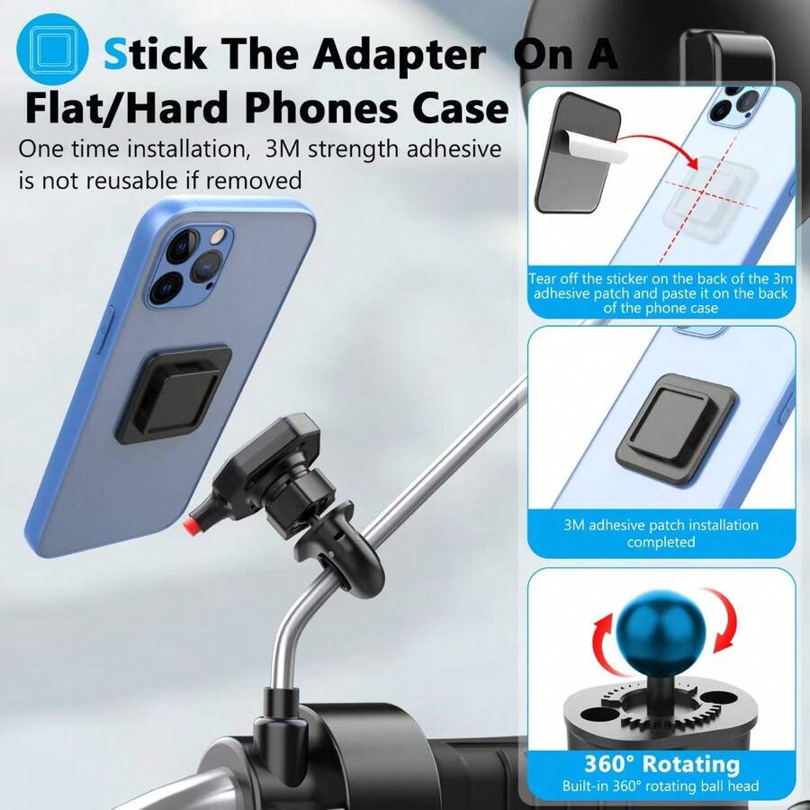 1PC Motorcycle Phone Mount One-Click Quick Release, Electric Bike/Bicycle Rearview Mirror Handlebar Phone Holder, Cycling Navigation Mount, Shockproof Anti-Slip Stable Design, Compatible With Multiple Models, Universal For Various Smartphones