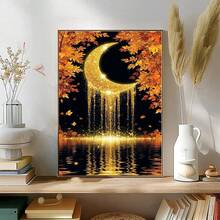 Adult Diamond Art Painting Kit, Golden Crescent Moon Full Drill Diamond Painting, DIY Handmade Set (Unframed, Multiple Sizes) - round diamond - View 5