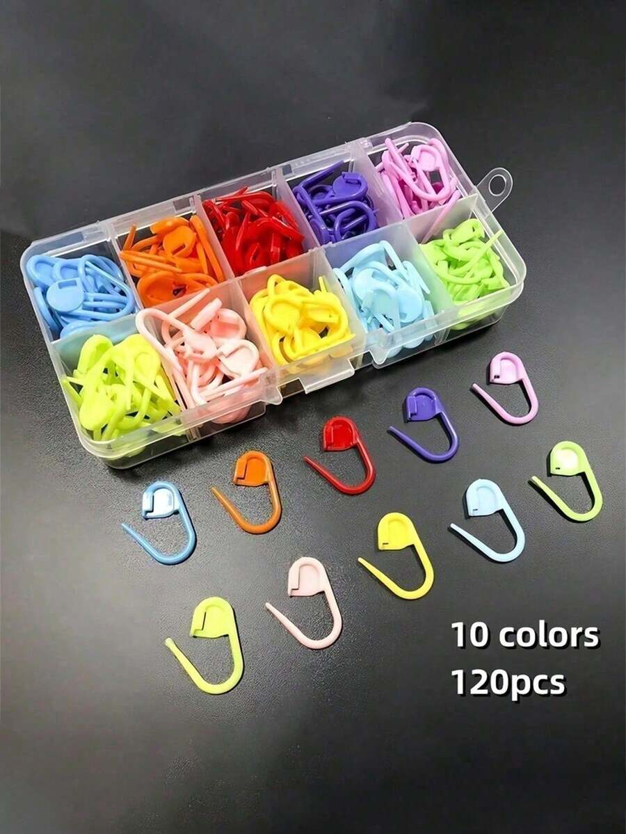 1pc Crochet Stitch Markers With Storage Box, Suitable For Knitting, Crochet And Handmade Sewing Tools (10 Colors Randomly Shipped)