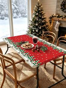 1pc Christmas Element Elastic Band With Elastic Edge, Rectangular Design, Anti-Slip Elastic, Suitable For Dining Table, Folding Table, Kitchen, Party, Picnic, Camping And Home Decor - Multicolor - View 9
