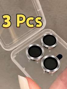 CASECOPS 3件組合金強化玻璃金屬邊框相機鏡頭保護貼，相容 iPhone Duo，相容 iPhone 18 Pro Max/18 Pro/17/17 Air/17 Pro/17 Pro Max/16/16 Pro/16 Plus/16 Pro Max 16/15/14/13/12/11，高清透明銀色，生日禮物週年慶派對 - 銀色3 - 查看 1