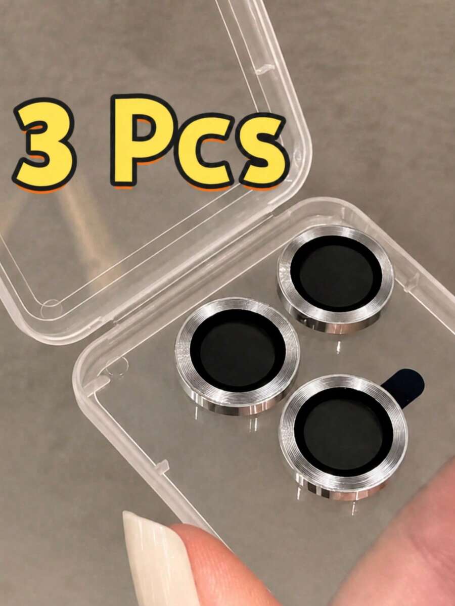 CASECOPS 3件組合金強化玻璃金屬邊框相機鏡頭保護貼,相容 iPhone Duo,相容 iPhone 18 Pro Max/18 Pro/17/17 Air/17 Pro/17 Pro Max/16/16 Pro/16 Plus/16 Pro Max 16/15/14/13/12/11,高清透明銀色,生日禮物週年慶派對 - 銀色3 - 查看 1