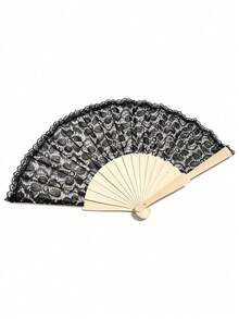 1件白色蕾絲摺疊扇，適合新娘，可摺疊木製蕾絲扇，婚禮配件，新娘手扇，伴娘禮物，紀念品，攝影道具，適合各種節日和派對 - A - 查看 13