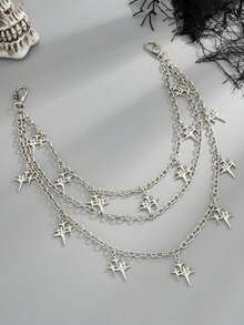 1pc Women's Fashionable And Sparkling Star Pants Chain, Multi-Layer Metal Waist Chain, Hanging Chain, Personalized And Versatile Pants Chain - Multicolor - View 7