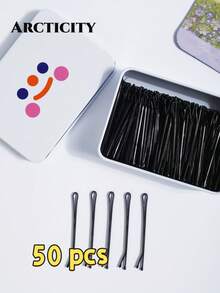 Arcticity 100PCS 5.5CM Black Flat Smiling Face Boxed Integrated Hairpin, Simple And Durable, Boxed Design, Convenient Storage, Is A Must For Women's Daily Commuting To Sort Out Bangs And Messy Hair, Creating A Magic Weapon For Neat Modeling. - White - View 8