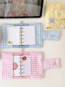 1 PC Fabric Grid M5 Loose Leaf Storage Book, Student Star Chasing 3-Inch Small Card Photo Album, High Aesthetic Value Hand Account Book Shell - Multicolor - View 9
