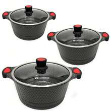Kitchen Cookware Set With 4 Lidded Pots And Frying Pan, Includes 2 Trivets, For Home Meal Preparation - View 2