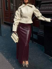 Women's Street Elegant Vacation Long Sleeve Jacket - Apricot - View 5