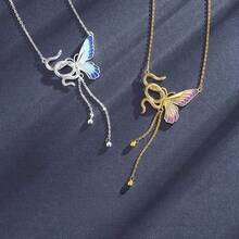 2 Pieces Set Of Sweet And Cool Spicy Butterfly Necklace, Niche And High-End, Snake Shaped Butterfly Collarbone Chain, Personalized Design Necklace - Multicolor - View 3