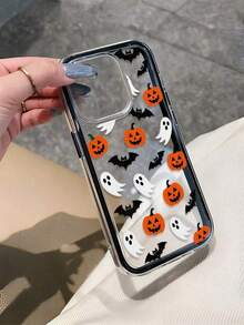 1pc Black Orange Pumpkin Ghost Halloween 2-In-1 Phone Case,Compatible With IPhone 18 Pro Max 17 Pro Max 16 Pro Max 15 Pro Max 14 Pro Max & 11/12/13/14/15/16/17/18 Pro/Plus - Multicolor - View 4