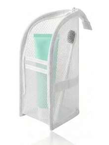 1pc Portable Mesh Toiletry Bag, Standing Travel Cosmetic Organizer, Multi-Pocket Zipper Storage Bag, Suitable For Bathroom, Beach, Vacation Travel Essentials - Multicolor - View 10