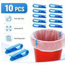 Plastic Kitchen Garbage Bin Clips, 10Pcs Anti-Slip Bag Holders For Trash Can Lids, Plastic Clips Compatible With Trash Bags - Multicolor - View 10