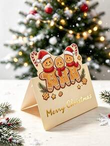 8pcs/1pc 3D Christmas Theme Greeting Card Set - Includes Santa Claus, Snowman, Christmas Tree, Gingerbread Man, Bells And More Designs; Suitable For Commemorative Cards, Dinner Party Invitations, Gift Message Cards And More. - One Size Fits All - View 10