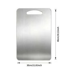 1pc Premium Pure Titanium Reversible Cutting Board, Separate Food Preparation Surfaces For Meat, Fruits, Vegetables & Bread, Essential Kitchen Cooking Tool - Silver - View 11