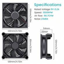 OUYUANSU USB Combination Cooling Fan, Suitable For Router, Host, Set-Top Box Base, 5V Quiet USB Interface 2-In-1 Cooling Fan - View 6