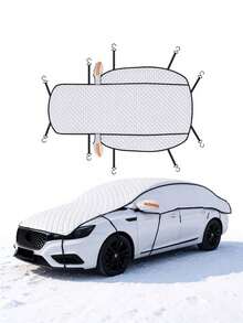 Thickened Car Windshield Snow Cover, Full Upper‑Body Coverage, All‑Weather Windproof Frost Protection, Save Morning Scraping Time, Dedicated Storage Bag Included, Black & Silver, For Large SUVs, Car Accessories, Windshield Sun Shade, Car Snow Cover - Multiple Styles - View 9