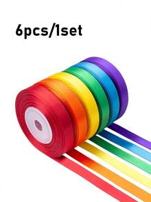 6pcs/1set Macaron Color Satin Ribbon, Bouquet Gift Packaging Ribbon Set, Suitable For Handmade, Birthday, Party, Wedding, Graduation Party Decoration - Multiple Styles - View 16