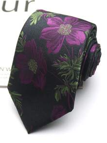 1pc Floral Hand-Painted Tie For Men And Women, Suitable For Casual Street, Daily, Party, Gift, Business - Multicolor - View 7
