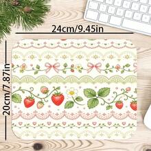 1pc Strawberry Lace Mouse Pad, Vintage Scalloped Ribbon, Bow And Floral Berry Pattern Extended Desk Mat For Home Office And Gaming, Sizes S/M/L/XL - View 8