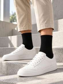 Men's Crew Socks, Black Ribbed Design, Soft Breathable Moisture Wicking Business Casual Socks For Office, Work & Everyday Wear - Black - View 4