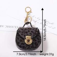1Pc Leopard Print Mini Bag Charm, Faux Leather Pouch Keychain, Stylish Bag Accessory For Women, Birthday Thanksgiving Christmas Gift - Multicolor - View 9