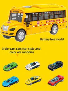 Children's Oversized Bus Toy With Spring-Loaded Inertia Drive, Realistic Opening Doors, Interactive Parent-Child Toy For Boys And Girls Aged 3-12+, Halloween And Christmas Gift - Multicolor - View 11