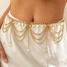 Bohemian Vintage Coin Waist Chain, Multi-Strand Draped Tassel Belt, Gold Metal Body Chain, Women's Fashion Accessory, Suitable For Matching Clothes - A - View 5
