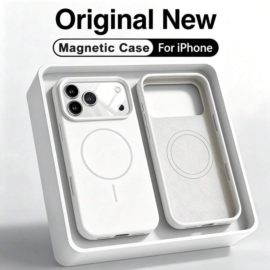 Minimalist Fashion Original Liquid Soft Silicone Magnetic Phone Case, Flocked Lining Shockproof Phone Case Compatible With Iphone 18 Pro Max 18 Pro, 16e 17e 17 Pro Max 16 Pro Max 15 14 13 12 11