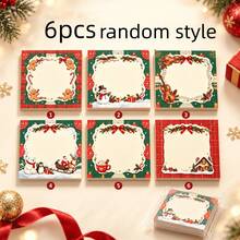 6pcs Christmas Notebook Set, Holiday Printed Paper Notebooks, Compact Square Writing Cards, Large Blank Area, Cute Holiday Stationery, Suitable For Diary, Gifts, Office, Study, Back To School, Parties And Christmas Decoration - one-size - View 11