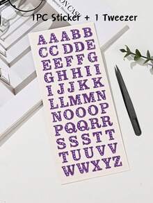 1pc Colorful Rhinestone Uppercase English Letter Decorative Sticker Set, Silver/Pink/Blue/Black/Purple/Red Rhinestone Decorative Stickers, 3D Self-Adhesive Rhinestone Patches, Comes With Tweezers, Can Be Freely Combined To Create Words, Suitable For Phone Cases, Laptops, Earphone Cases, Gift Boxes, Storage Boxes, Crafts, Party Decorations, Personalized Identification Beautification Patches - one-size - View 18