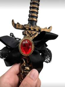 One Black And Red Bow Strap, Handcrafted Lace Butterfly Leg Ring, Pirate Theme,Suitable For Daily Wear, Role-Playing, Carnival Costumes, And Party Use - Multicolor - View 9