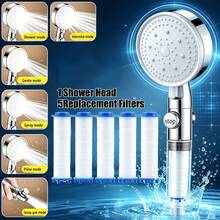 Filtered Pressurized Handheld Shower Head Set | With 5 Replacement Filter Cartridges + One-Touch Stop | 6 Spray Modes Rain/Mist/Pulse | Universal Standard Thread - Spray Head - View 9