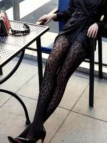 1/2 Pairs Women's Leopard Print Sheer Tights, High Stretch Animal Pattern Pantyhose, Stockings For Halloween, Party, Club, Date Night & Daily Wear - Multicolor - View 7