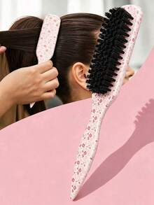 1pc Unisex Hair Comb/Beard Brush, Fragrance-Free Professional Hairdressing Comb, Gradient Color Comb And Hair Clipper Cleaning Brush, Smooth Grooming Tool, Suitable For Thick/Fine Hair, Suitable For Bathroom Use, Scalp Massage, Travel And Daily Life - Multicolor - View 4