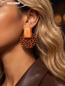 Handmade Minimalist Wooden Elegant Earrings, Vacation Style - Wooden Earrings - View 2