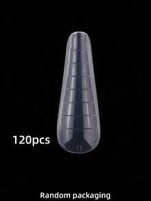120pcs/Box Matte Soft Fake Nails, Transparent Almond Shape Removable Gel Press-On Nails, Short T-Shape Round Tip Oval Capsule Nail Tips, DIY Wearable Nail Art Supplies - Clear - View 10