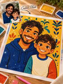 Custom Photo Diamond Painting Kit, Personalized DIY 5D Diamond Art, Suitable For Adults And Children, Square/Round Acrylic Diamonds, Custom Family Portrait Gift, Creative Handmade Home Decor Craft - Multicolor - View 1