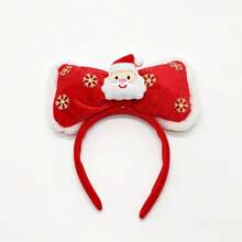 عصابة رأس بابا نويل حمراء من الفرو مع فيونكة، إكسسوار ملابس لحفلات العطلات والتصوير الفوتوغرافي، هدية عيد الميلاد ذات طابع احتفالي - متعدد الألوان - مشاهدة 5