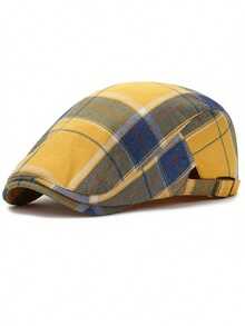1pc Women's Vintage Plaid Pattern Hat With Adjustable Back Buckle, Suitable For Daily Wear Or Commuting, Ideal Christmas Gift - Vintage Style Baseball Cap With Adjustable Back Buckle - Multi-color - View 6