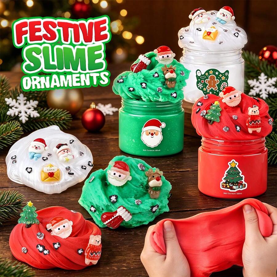 UINLE Baby 3 Colors Christmas Slime, Super Soft Butter Clay, Reusable ...