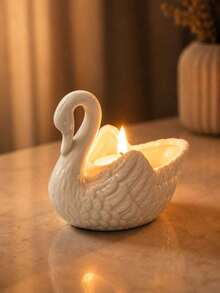 Elegant Swan Shaped Ceramic Candle Holder - Handmade Wedding And Holiday Centerpiece Decor, Romantic Home Decoration, Creative Gift - A - View 5