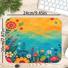 1pc Colorful Wildflower Sun Mouse Pad, Bright Floral Garden And Painted Turquoise Background Pattern Extended Desk Mat For Home Office And Gaming, Sizes S/M/L/XL - View 10