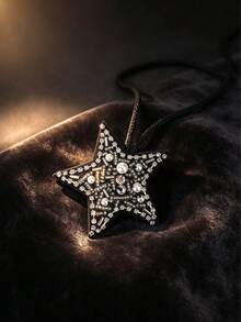 Star Moon Rhinestone Pearl Beaded Bag Charm, Handmade Crystal Bag Pendant Keychain, Aesthetic Y2K Bag Accessory For Women - Black - View 7