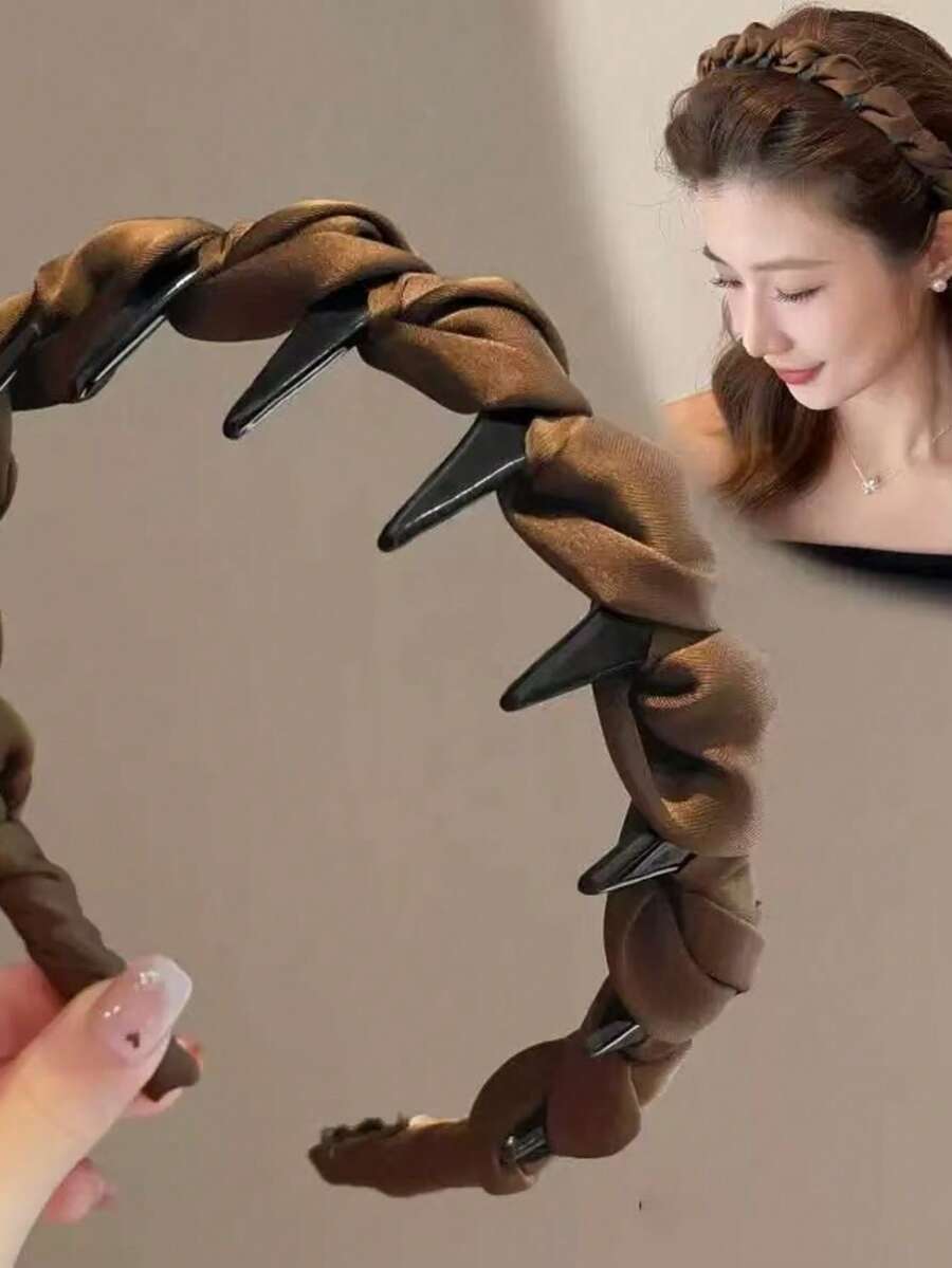 4pcs Women's Hair Accessories Braided Headbands, Minimalist Style For All Seasons, Polyester Material, Braided Design With Teeth, Non-Slip, Suitable For Daily Commute, Dating, Casual Outings, Multi-Scenario Use - Multicolor - View 1