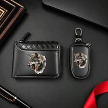 ZEAILI Men's Luxury PU Wallet & Key Holder Combo - Wolf Print Two-Fold Wallet With Zipper, Daily, Business, Gift - PU Money Holder - Multicolor - View 17