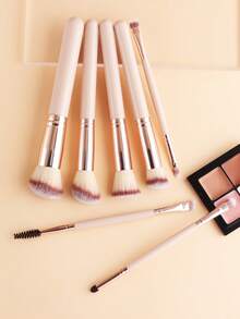 7pcs Multifunctional Makeup Brush Set With Packaging, Foundation Brush, Powder Brush, Blush Brush, Dual-Ended Eyebrow Brush, Eyeshadow Brush, Concealer Detail Brush, Gradient Soft Bristles, Even Powder Pickup - Multicolor - View 7